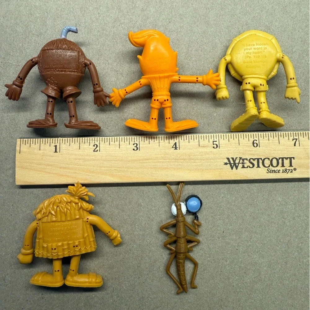 Vintage Bible Memory Buddies Lot Of  5 Figures With Bible Verses